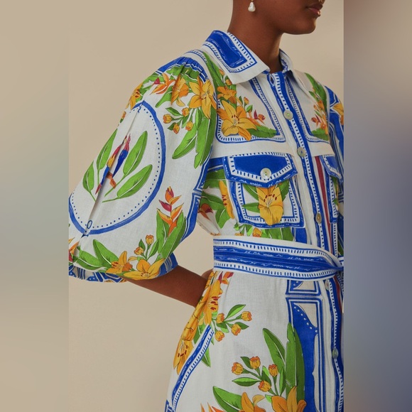 FARM RIO Off-White Tropical Destination Midi Dress - Picture 3 of 6